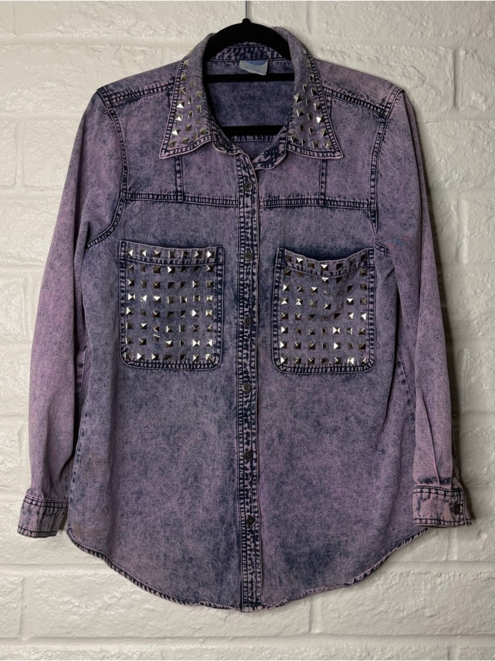 Vintage Studded Chambray Colored Denim Button Down Diane Gilman Shirt DG2